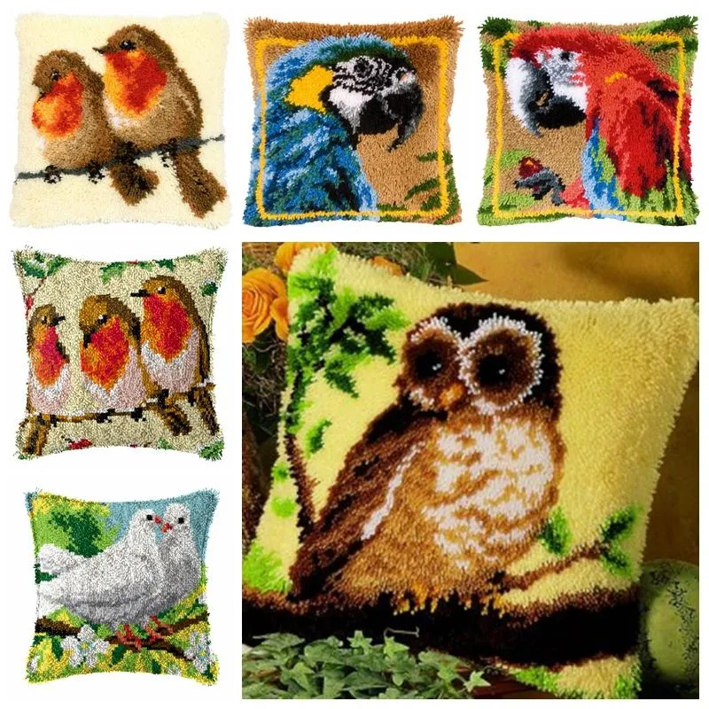 Sculptures Oiseau Smyrne Loquet Crochet Oreiller Tapis Broderie Doityourself Tapis Coussin Bouton Paquet Bricolage Loquet Crochet Tapis Kits Knoopkussen