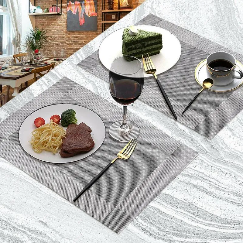 Placemats set van 4 geweven placemats PVC wasbare antislip warmte-isolatie eetkom mat beker