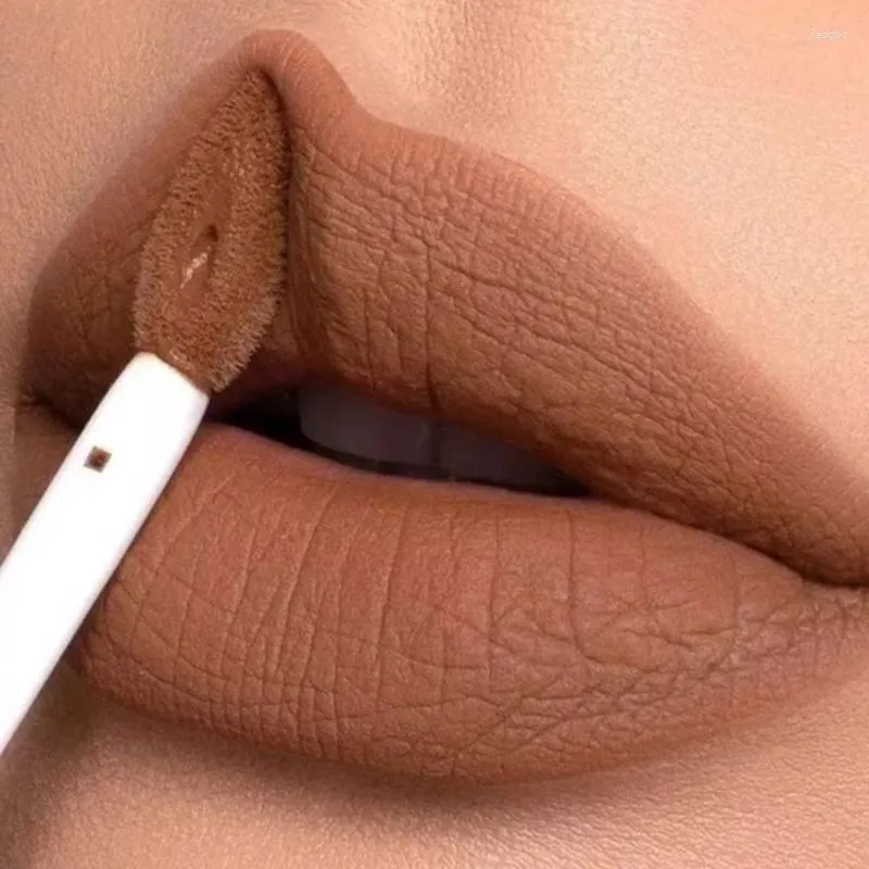 Lip Gloss Long Lasting Velvet Matte Nude Brown Waterproof Liquid Lipstick Lips Makeup Women Beauty Red Non-stick Cup