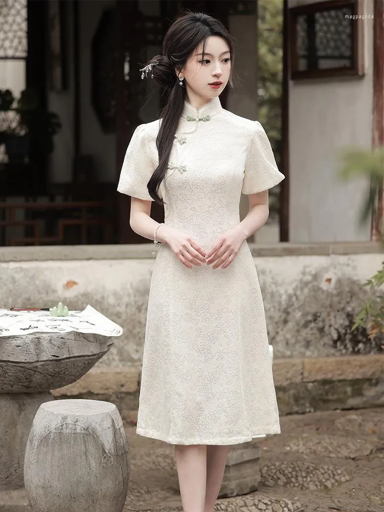 Ubranie etniczne Elegancka kołnierz mandarynki koronkowy qipao sukienka chińska tradycyjne kobiety nowoczesne cheongsam vestidos