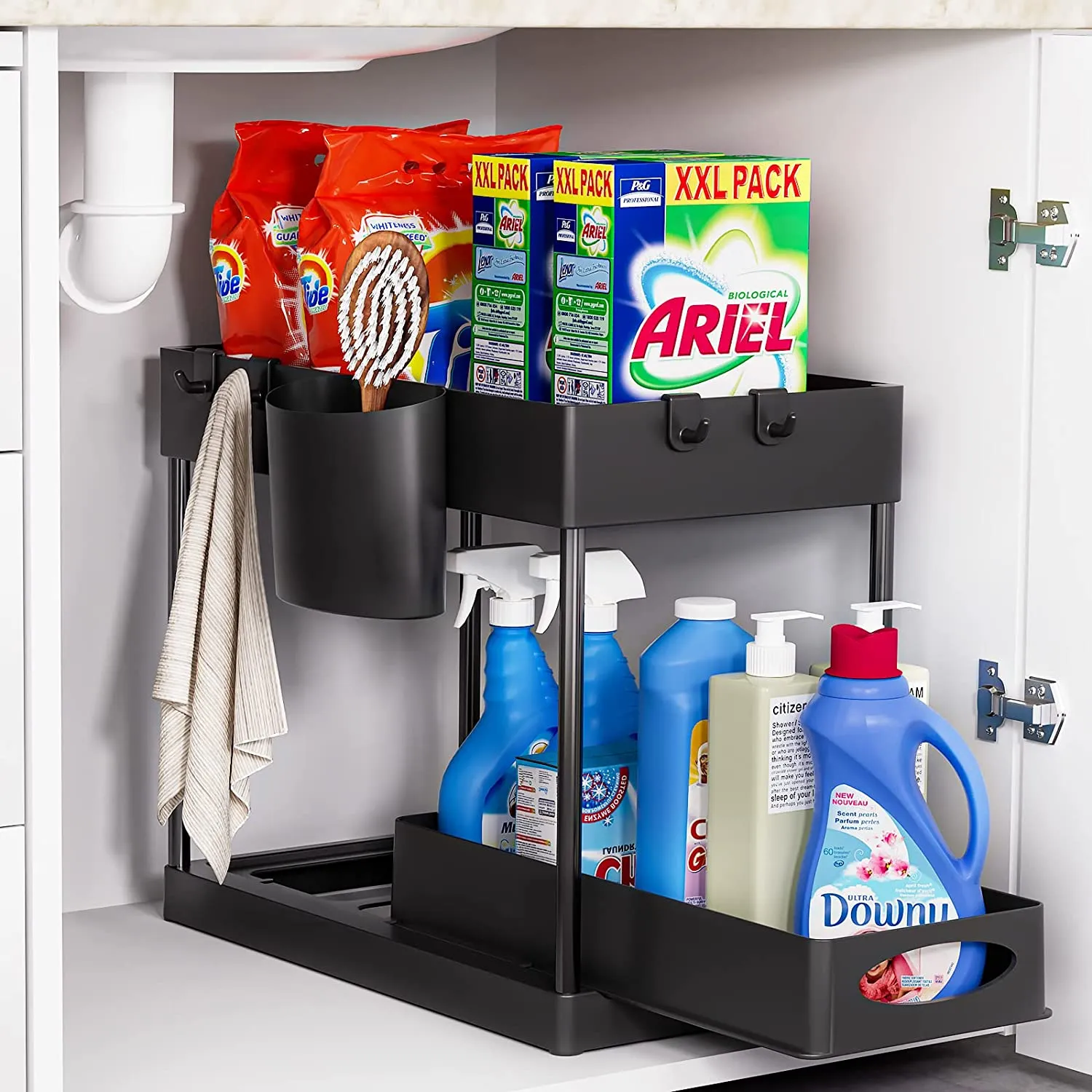 Multifunctional plastic kitchen bathroom storage rack under-sink organizer L168