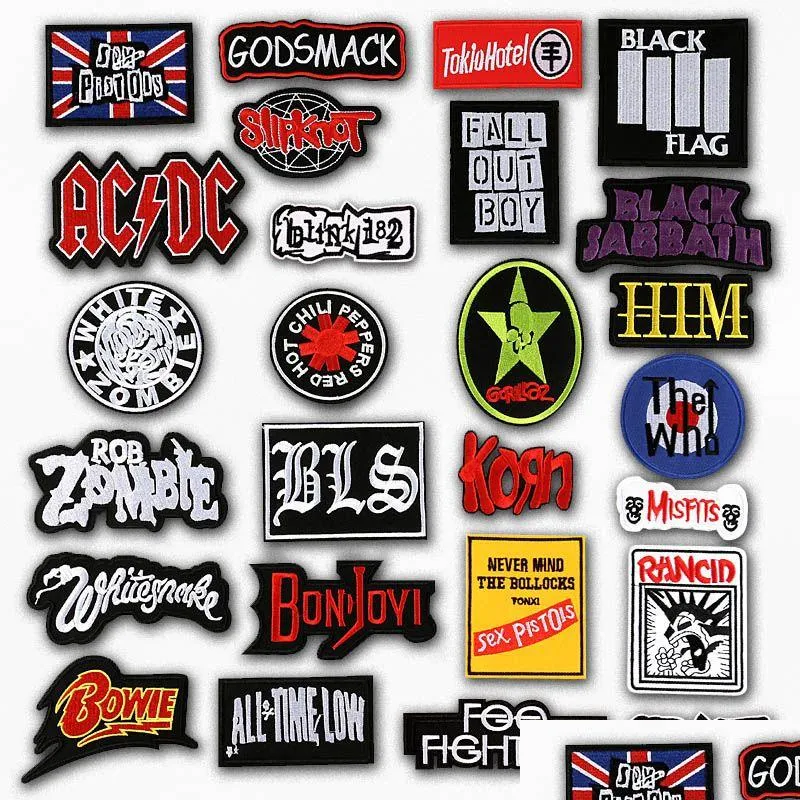 Outros acessórios de moda Banda Rock Music Bordados Applique Cutees Fabric Badge Vestuário Diy Apparel Badges Drop Delivery Dhwty