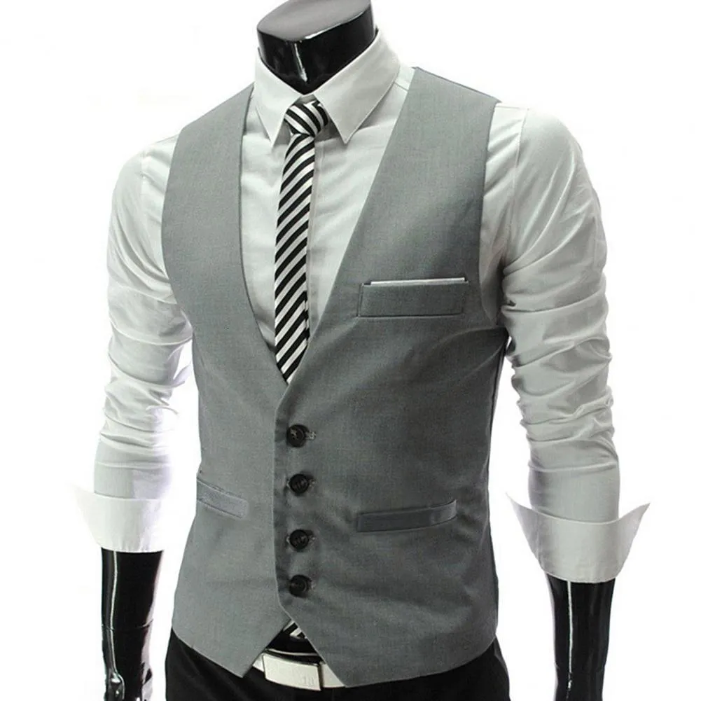 Kamizelki męskie kamizelki garnituru Business Casual kamizelki formalny dżilet szczupły styl odzieżowy odzież 230726