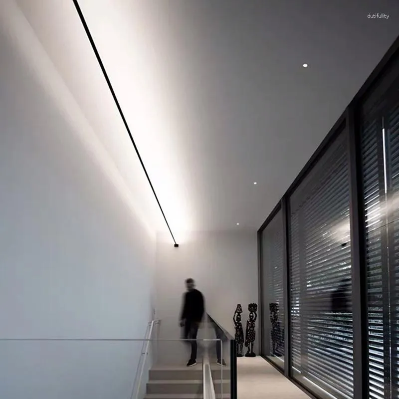 Duvar lambaları Nordic Modern Skyline lambası Uzun çizgi LED şerit iç ışık Oturma Odası Yatak Odası Banyo Giyinme Ev Dekor