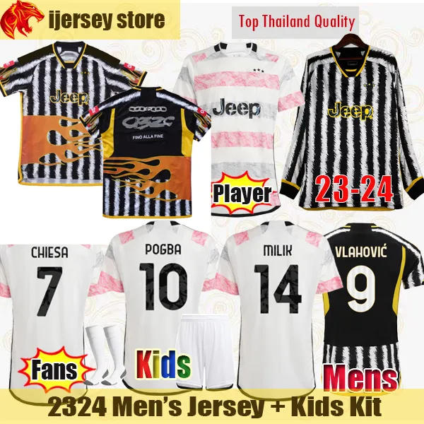 23 24 Soccer Jerseys Vlahovic 2023 2024 Player Player نسخة Milik Rabiot