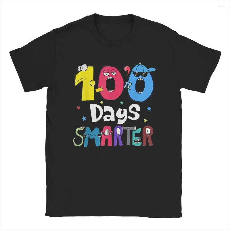 T-shirts pour hommes 100 jours plus intelligents ABC apprentissage garçons filles mauvais Alphabet Lore vêtements en coton t-shirts drôles idée cadeau T-Shirt