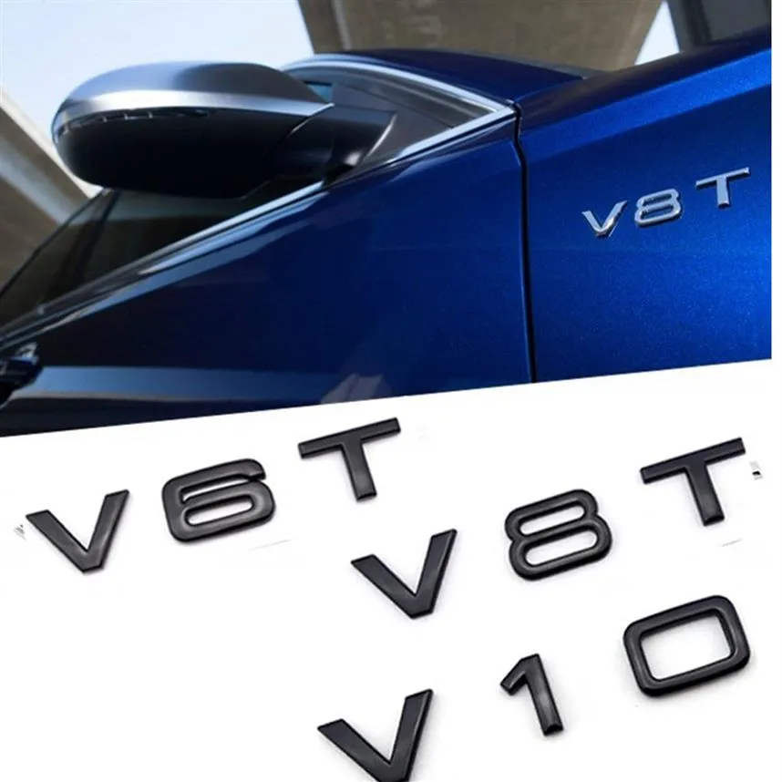 Letter Number V6T V8T V10 Sticker Car Styling Fender Side Rear Trunk Badge Logo Emblem Decal for Audi A4 A5 A6 A7 A8 S4 S5 S6 S7 S246n