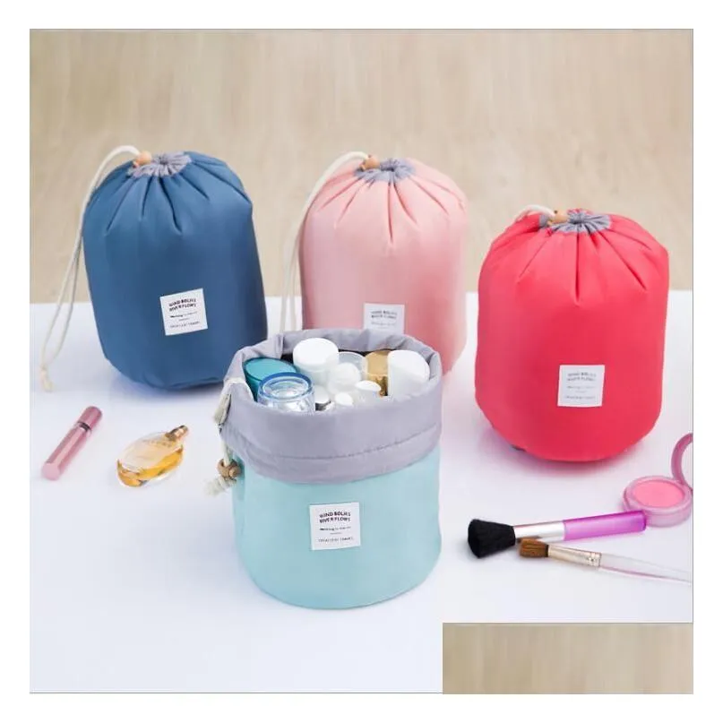 Other Health Beauty Items Style Barrel Shaped Travel Dresser Pouch Cosmetic Bag Nylon Waterproof Wash Makeup Organizer Storage Drop Dhhqb