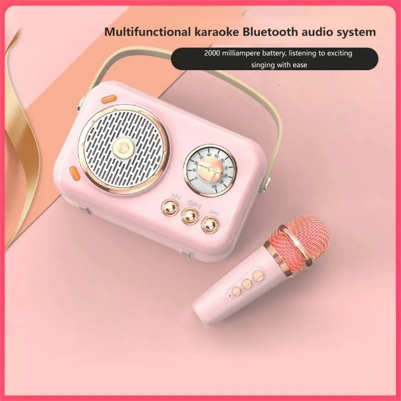 Microfoni Altoparlante wireless Altoparlante professionale per adulti Giocattoli Regali Karaoke Microfono portatile all-in-one Mini subwoofer per bambini 230725