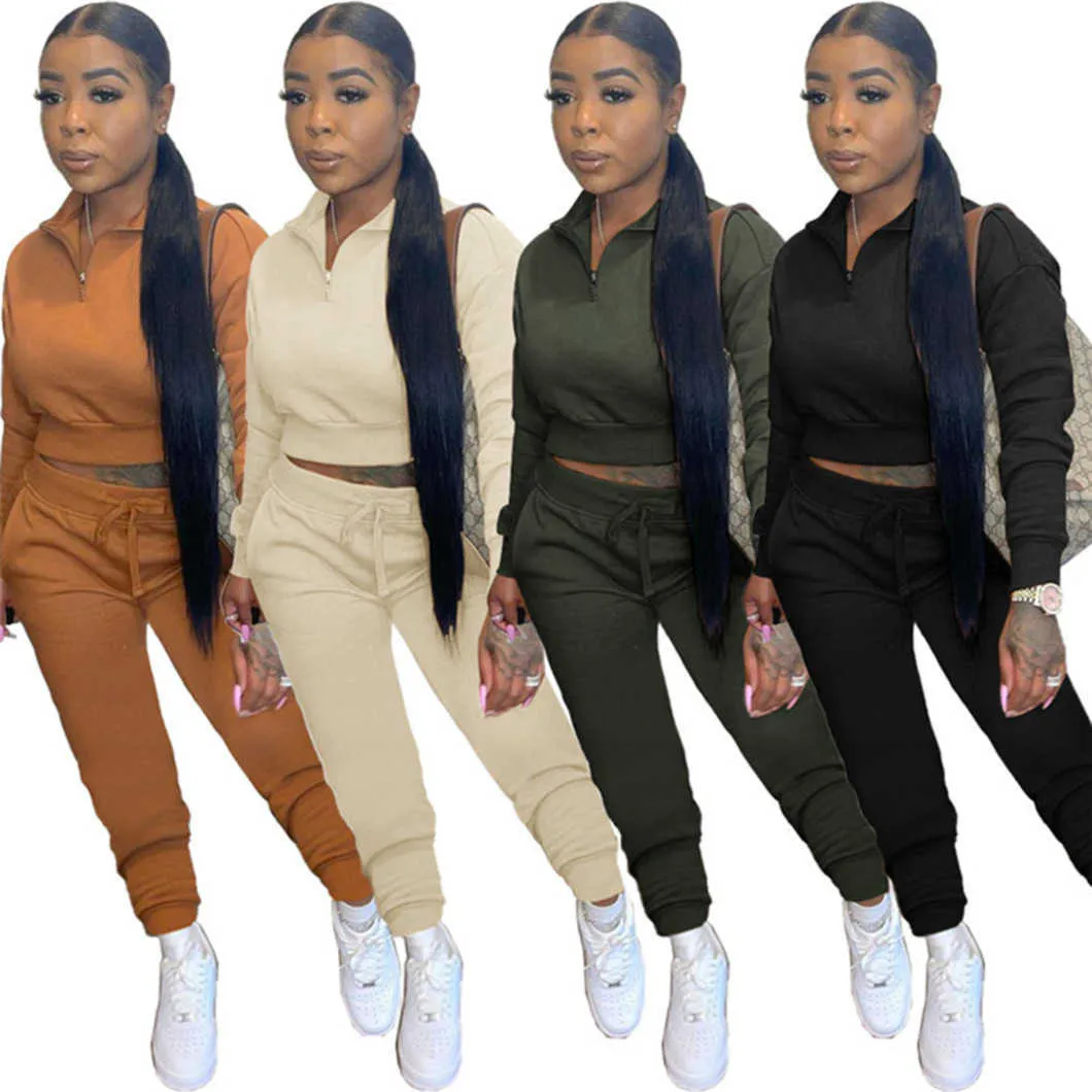 Women Tracksuits sport Long Sleeve Two Piece Set Workout Sports suits Wear Solid Outfit Pullover Hoodie Sweatpants