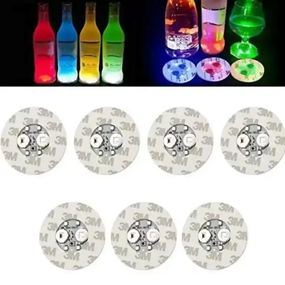 Tapis Coussinets Clignotant Glow LED Bouteille Autocollant Coaster Lumières Clignotant Tasse Tapis Alimenté Par Batterie Pour La Fête De Noël De Mariage Bar Vase Décoration Boutique FY5395