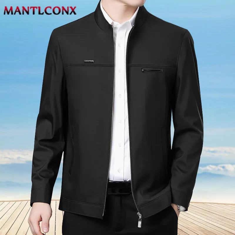 Herenjassen MANTLCONX est Effen Zakelijke Jas Mannelijke Slim Fit Bovenkleding Mannen Zip Up Lente Dunne Kleding 230808