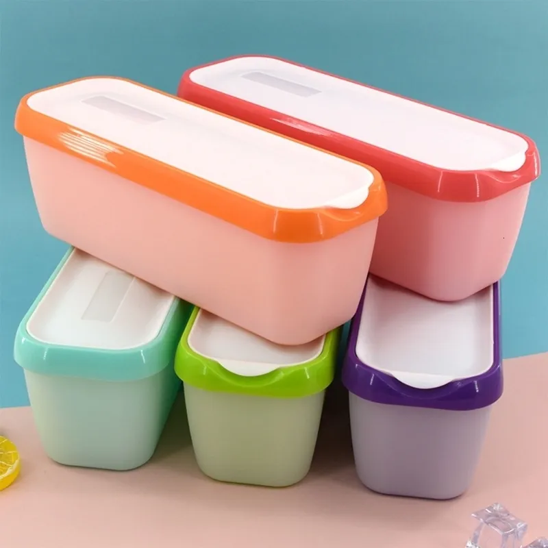 Ice Cream Tools Storage Tub Rectangular Reusable Box Container Mold with Lid Kitchen Refrigerator Home 230726