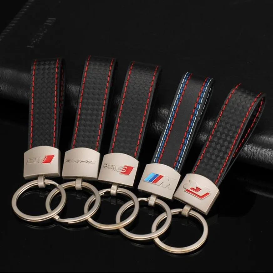 3D AMG RS SLine Emblem Badge Sticker Black Red Line Cuero para A4 A5 A6 A8 TT Q5 Q7 SLine Llavero Llavero Llavero de alta calidad QC232j