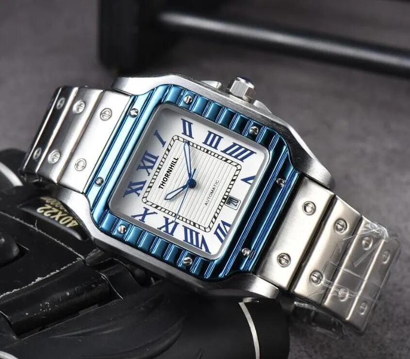 Three Edeles Roman Dial Dial Watch Auto Date Solid Fine Stains Steel Clock Hight Quality Japen VK Quartz Chronograg