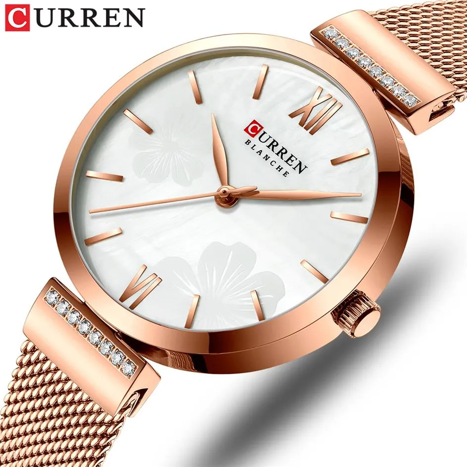 Relógios CURREN Moda Simples Relógio de Quartzo Feminino Relógio de Pulso Feminino Charme Pulseira Relógio de Aço Inoxidável relógios femininos273S