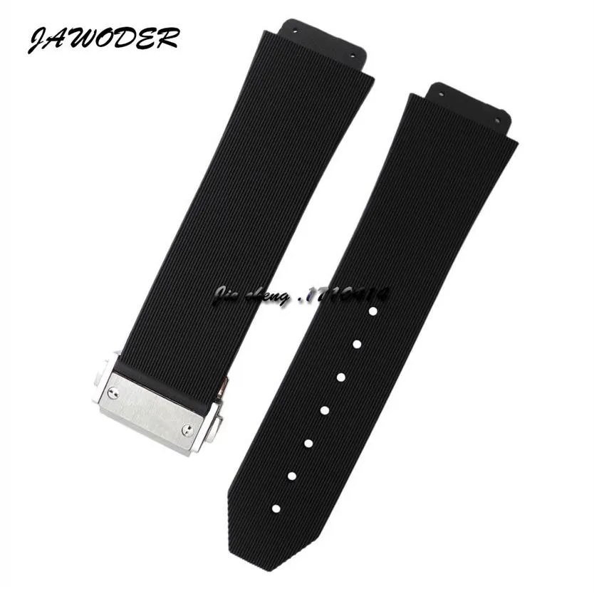 JAWODER Bracelet 23mm 26mm Hommes Acier Inoxydable Déployant Fermoir Noir Plongée Silicone Caoutchouc Montre Bracelet Bracelet pour HUB Big Bang223z