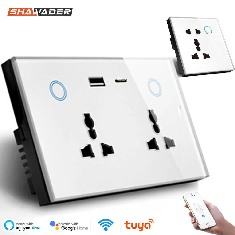 Akıllı Güç Fişleri Tuka Wifi Akıllı Yaşam USB Tip C Tip Duvar Soketi Evrensel Elektrikli Fiş Çıkış Güç Touch Switch Kablosuz Alexa Home HKD230727