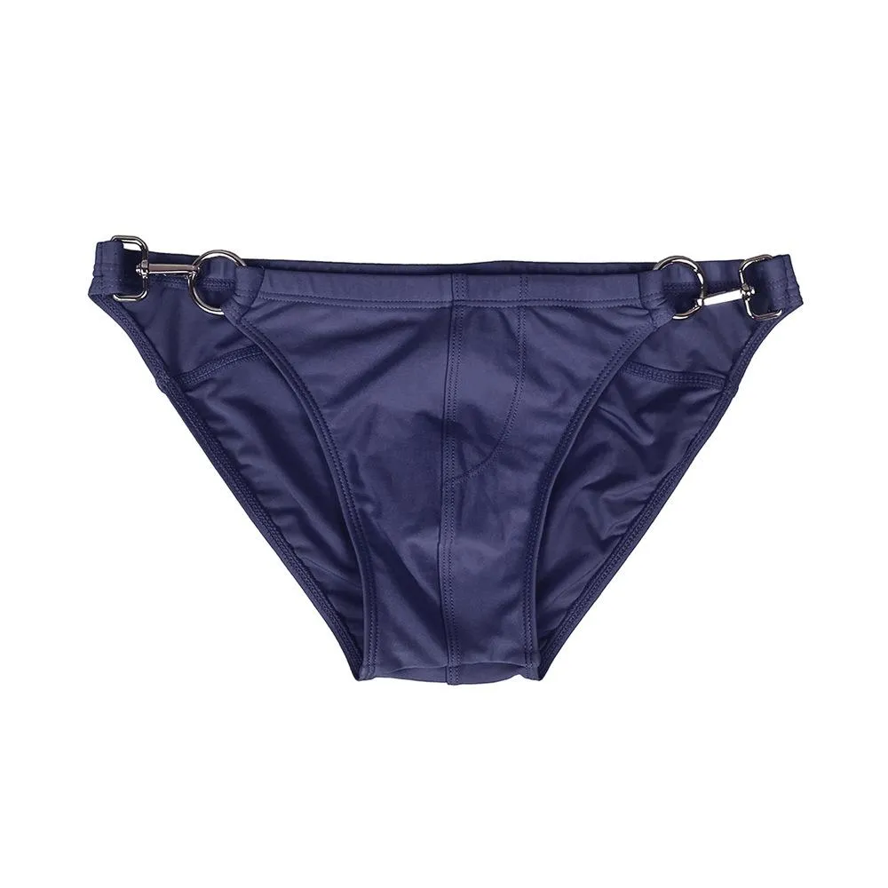 Pantaloni da uomo tinta unita moda slip costume da bagno in metallo sexy bikini alla moda attillato costume da bagno al mare.