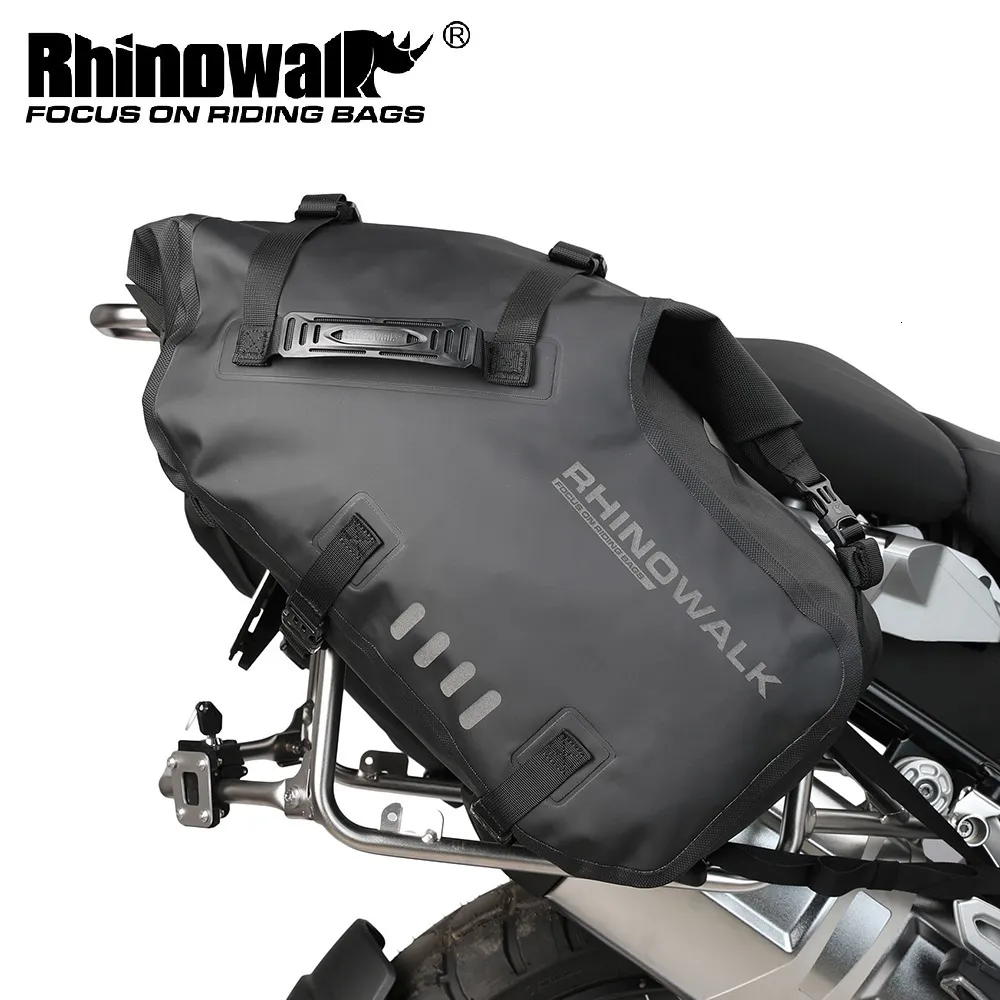 Bike Baskets Rhinowalk Motorcycle Bag 18L 100 Waterproof Large Capacity 2PCS Universal Fit Waterproof Saddle Tail Luggage 230726