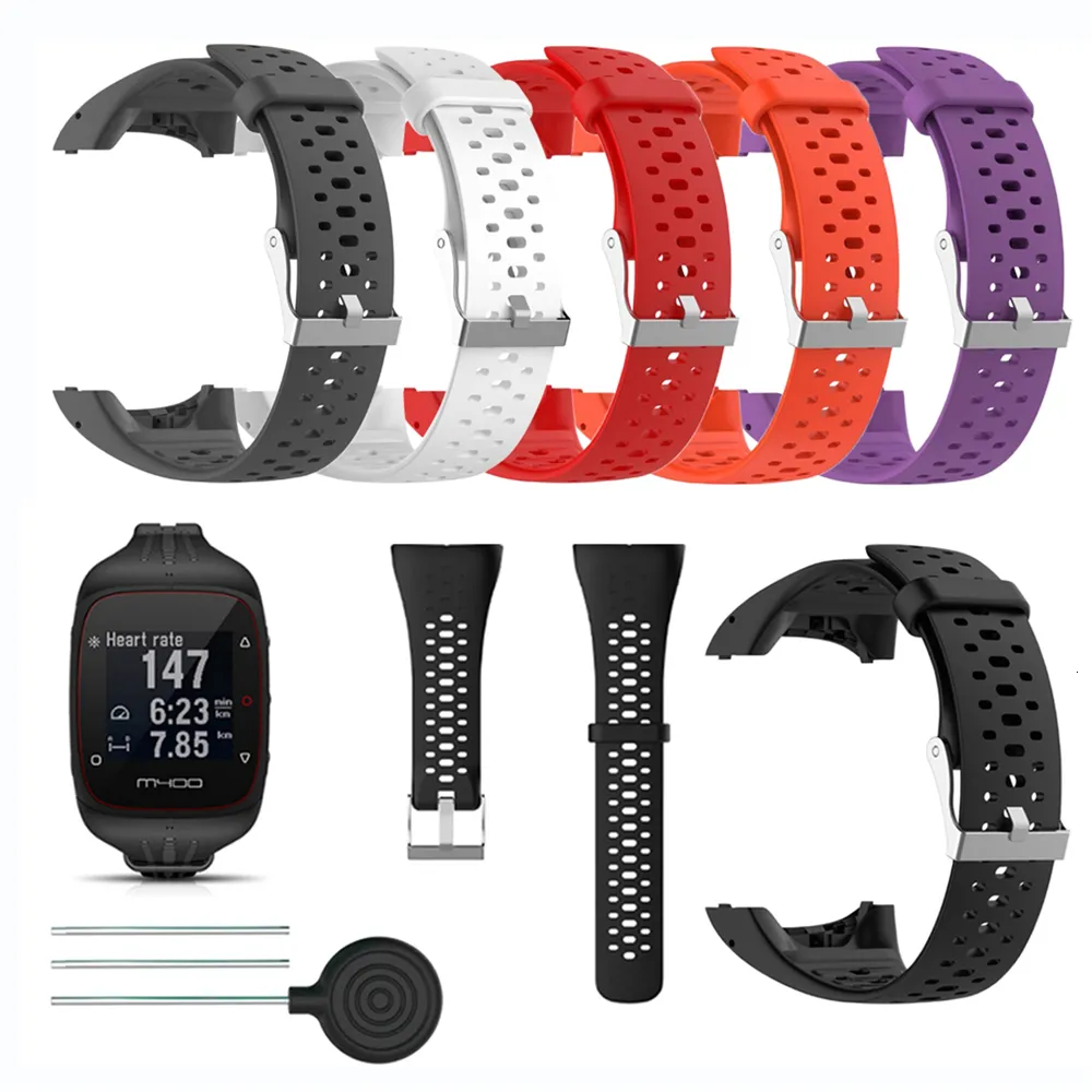 Cinturini per orologi Cinturino in silicone originale per cinturini Polar M400M430 Smart Sport Accessori di ricambio Cinturino M400M4300 230727