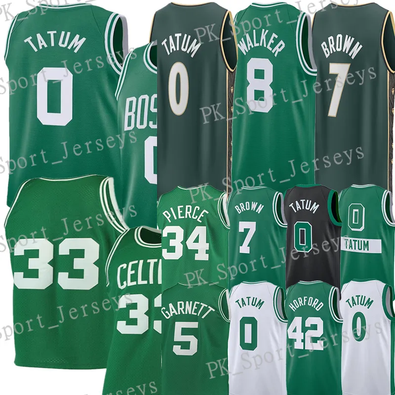 # 0 Jayson Tatum Basketball Jersey Jaylen 7 Brown Kristaps Porzingis Marcus 36 Smart Al 42 Horford Kevin 5 Garnett Paul 34 Pierce Maillots Vintage