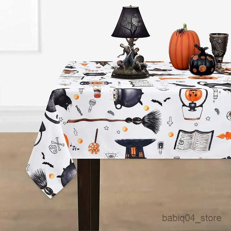 Nappe Halloween Nappe Maison Hantée Nappe Rectangulaire Résistant Aux Taches Nappe Dîner Cuisine Décoration De Mariage R230727