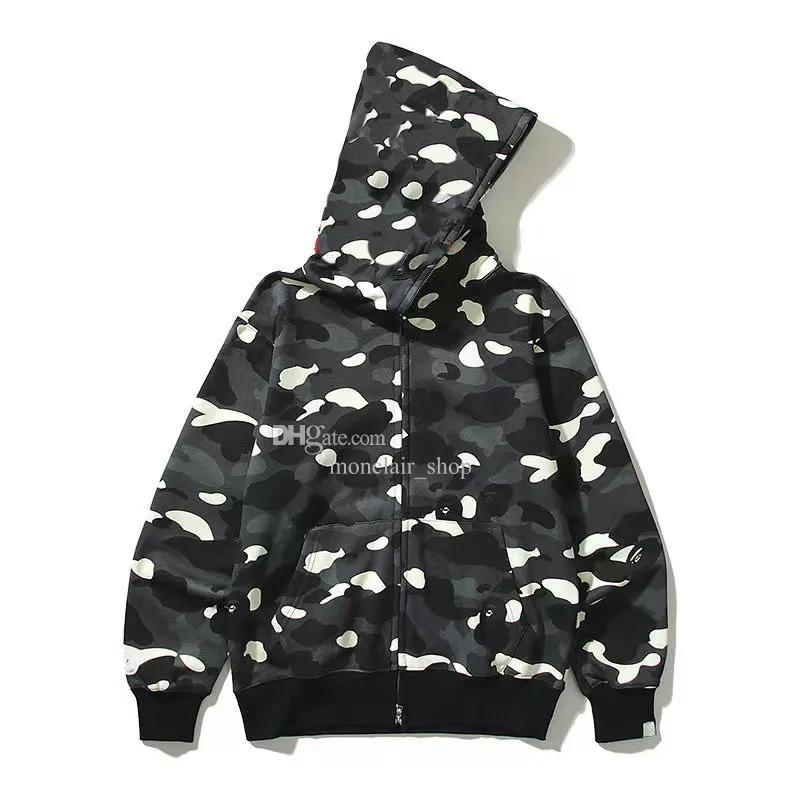 Brand Bapes Hoodie Mens Designer Shark Full Zip Up Hoodies Womens Classic Zipper Bapesta Jacket Fashion Street Cotton Shirt 3333 9040 IH3Y
