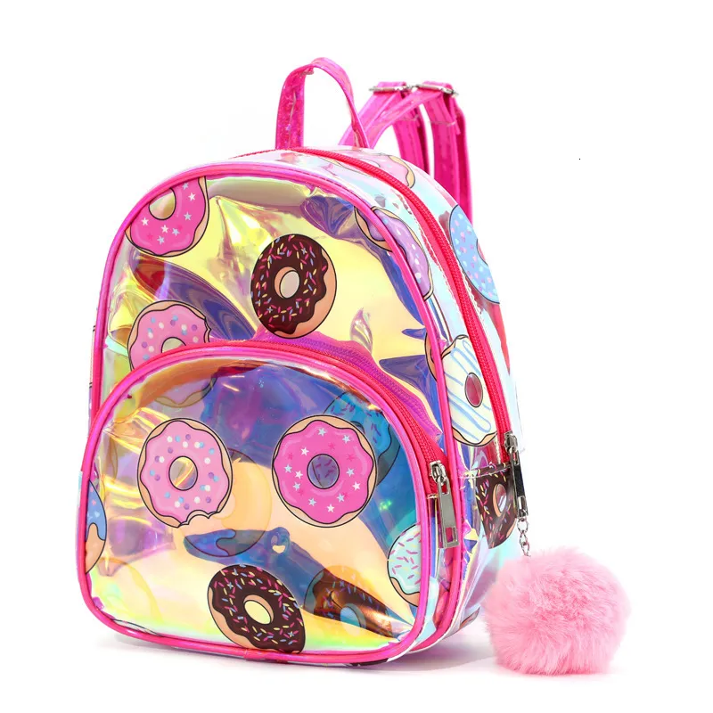 Ryggsäckar Donut Laser Children Waterproof Jelly Kids School Bag Söt tecknad ryggsäck Fashion PVC Purse 230726