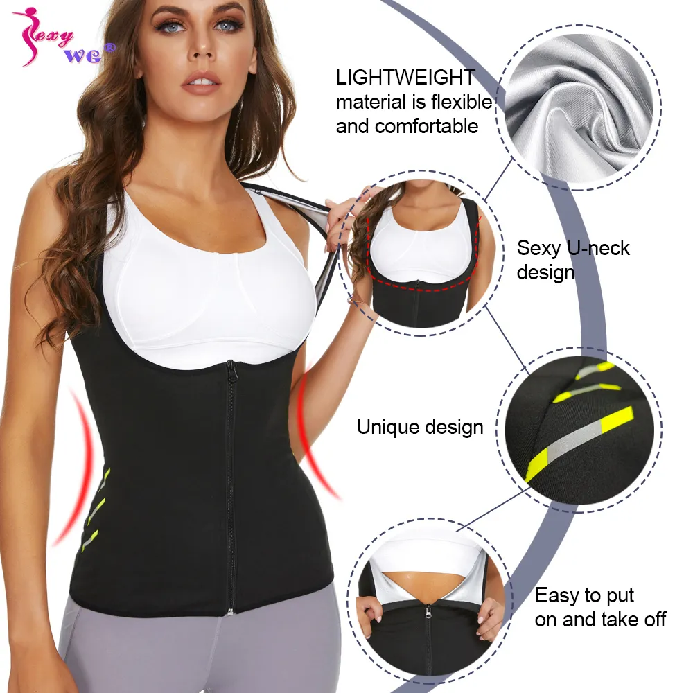 Womens Tanks Camis SEXYWG Women Slimming Sauna Shirt Body Shaper Waist  Trainer Sweat Corset With Zipper Gym Fitness Tank Top Sport Vest Weight Loss  230726 From 10,81 €