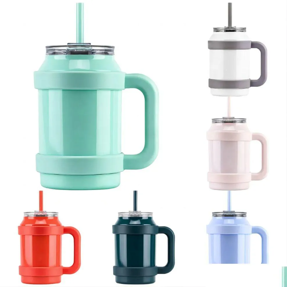 Mugs 50Oz Stainless Steel Quencher Tumbler Vacuum Keep And Cold Mug With Handle St I0712 Drop Delivery Home Garden Kitchen Dining Bar Dhkx4