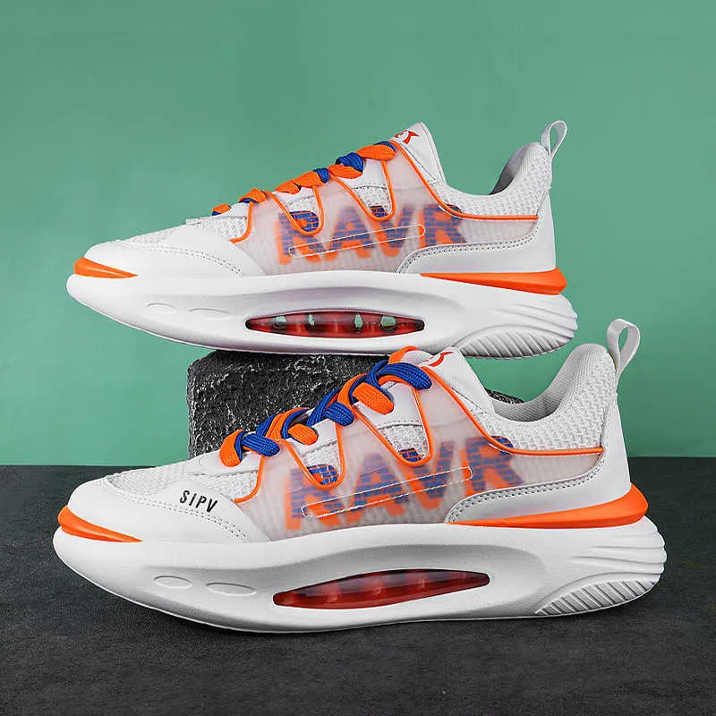 2023 New Womens Mens Casual Running Shoes Orange Green Sports Sneakers Youth Comfortable Walking Trainers with Air Cushion