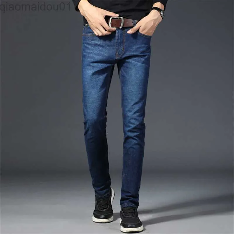 Męskie spodnie Czarne dżinsy w Blue Męskie dżinsy Business Casual Elastyczne Szczupłe Dżinsy Dżinsowe spodnie Męskie Ubrania miejskie 28-40 L230727
