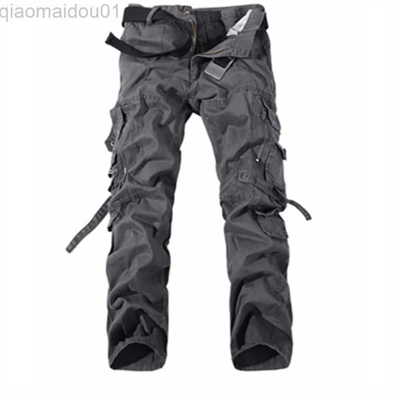 Pantaloni da uomo Pantaloni cargo da uomo Nuovi pantaloni casual da combattimento esercito militare tattico stile tascabile autunno tuta da arrampicata all'aperto maschile dritto L230727