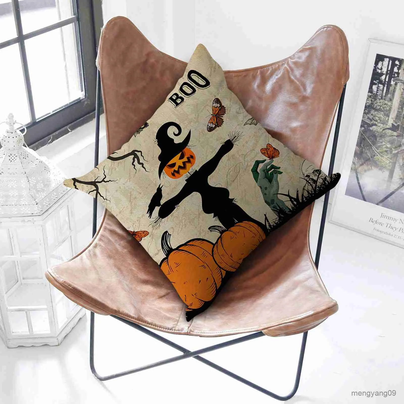 Cushion/Decorative Halloween Retro Crow Skull Throw Covers cases Housse Coussin Decorative Sofa Cushion Cover Fundas Cojines Decor R230727