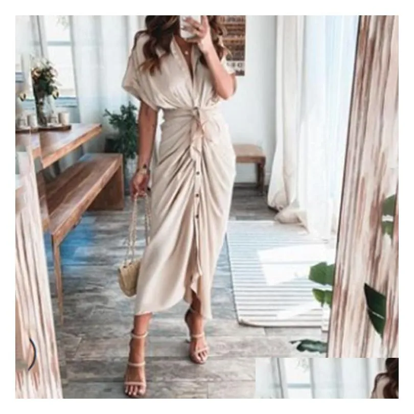 Basic Casual Dresses Summer Fashion Women Dress Party Elegant Robe Femme Sexy Ladies Long Vestidos Roupas Femininas Maxi Woman Clo Dhpxi 453