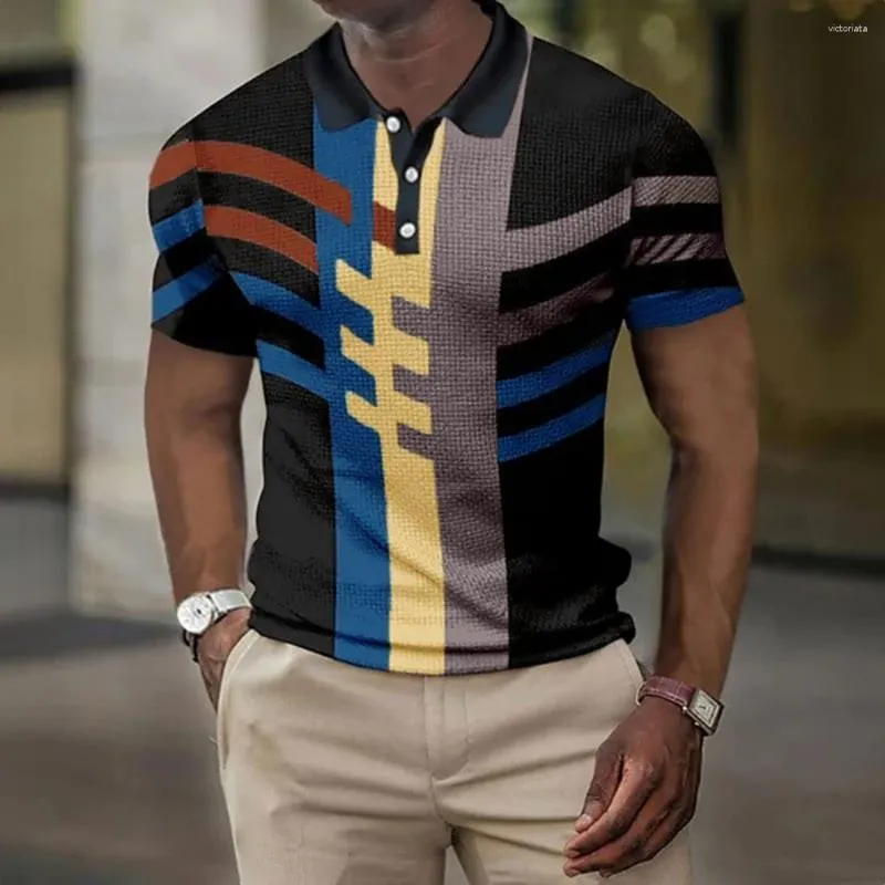 Polo da uomo Maniche corte da uomo Polo con stampa all-over 3d Motivi geometrici Abbigliamento estivo a maniche corte Top per il tempo libero