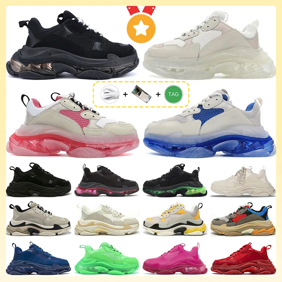 Chaussures de course Balencaigasit triple s chaussures de créateur baskets à plateforme semelle transparente noir gris rouge rose bleu royal néon jaune violet baskets de tennis pour hommes femmes