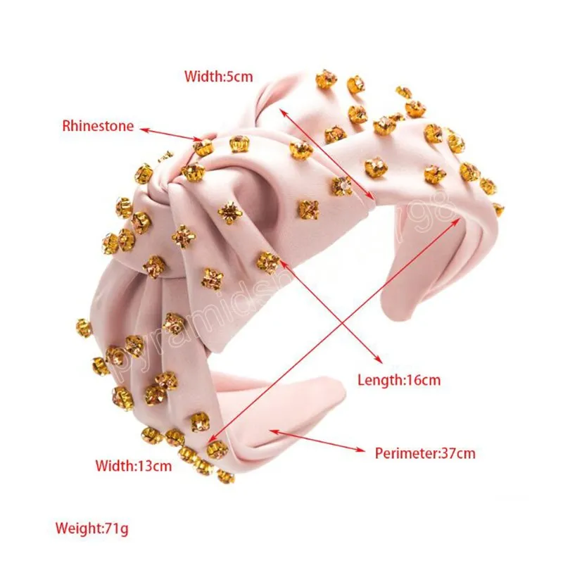 Nytt modepannband för kvinnor bred sida barock hårband full strass huvudbonader för flickor högkvalitativa turban