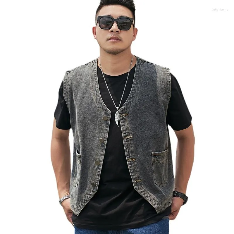 Men's Vests Brand Cotton Jeans Sleeveless Jacket Vest Men Plus Size 6 7 8XL Black Grey Denim Male Cowboy Outdoors Waistcoat