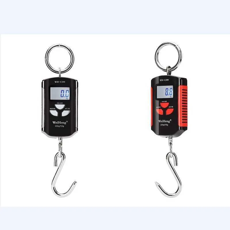 Household Scales Portable Crane Scale 200kg 100g Mini Heavy Duty Electronic Digital Stainless Steel Hook Scales LCD Loop Hanging Weighing Balance x0726