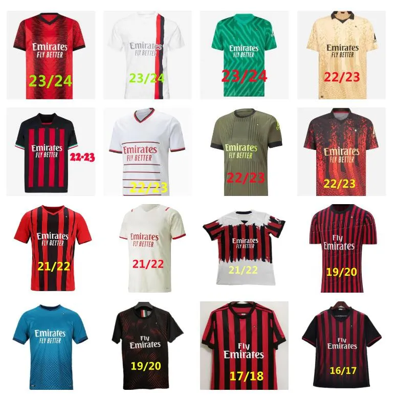 2022 2023 2024 Ibrahimovic Giroud Ac Milans Soccer Jerseys 16 17 18 19 20 21 22 23 24 Bennacer Kessie Romagnoli Calhanoglu Tonali Rebic Pulisic Football Shirt R.Leao