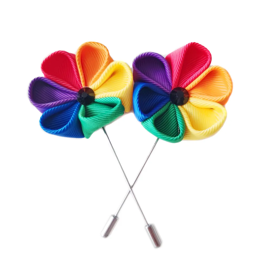 Rainbow Flower Handmade brooch - for LGBT Pride, Lesbian & Gay 