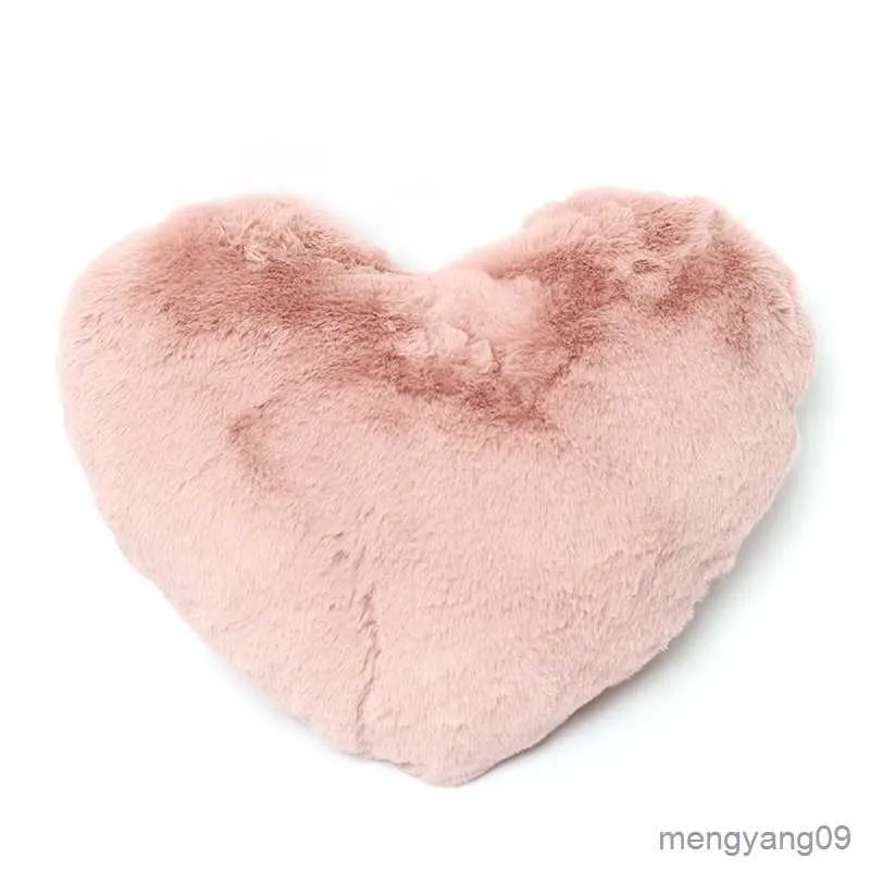 Kudde/dekorativ hjärtformad rosa kärlek persika hjärtkudde flytande fönster soffa kudde imitation kanin päls soffa dekoration r230727