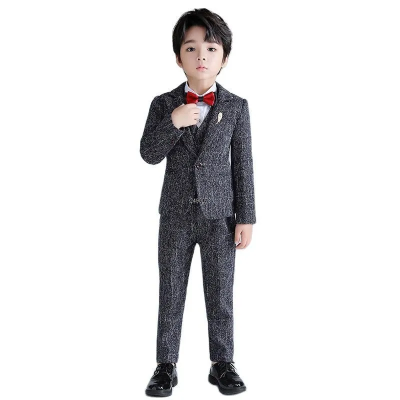 Suits Boys Blazer Jacket Vest Pants Bowtie Clothing Set Kids Formal Tuxedo Wedding Suit School Children Performance Prom Dress 230726