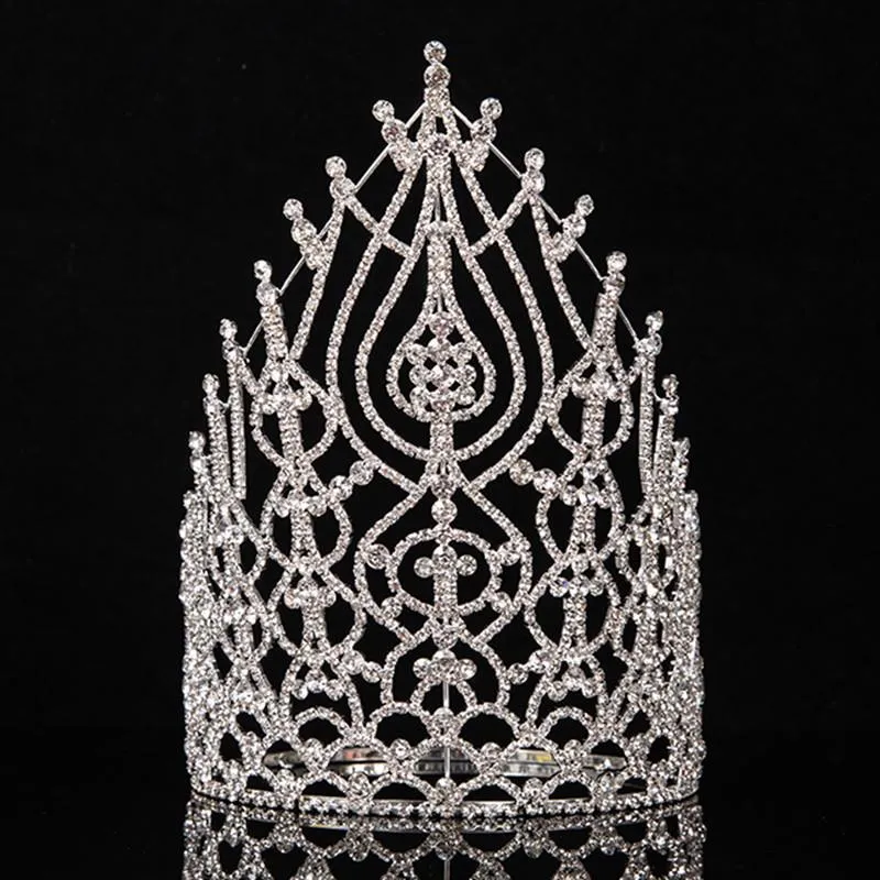 Kamizelki piękno Custom Crown Rhinestone konkurs wysoki korony kryształowy zespół konturu Miss Big Tiara