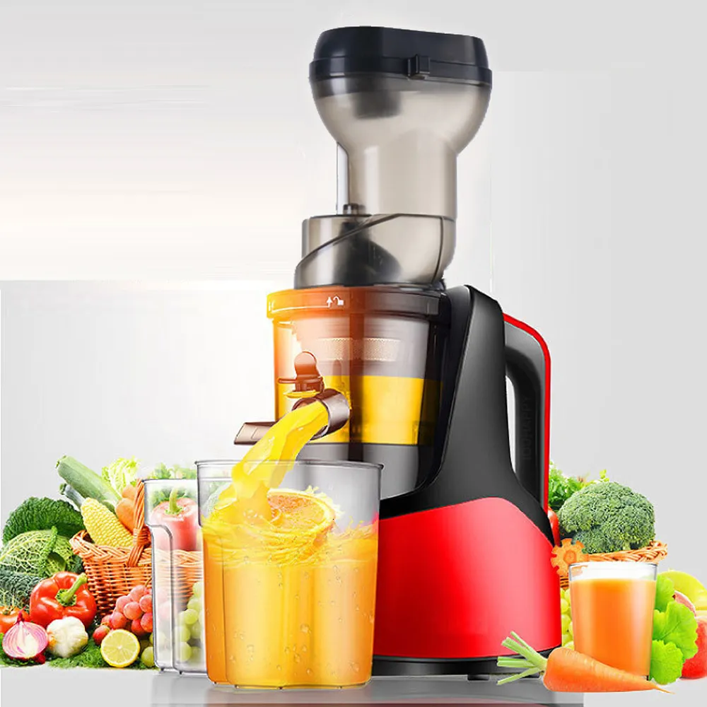 Juicers Slow Electric Juicer Large Caliber Screw Cold Press Extractor Slag Juice Separation Filter-Free Easy Wash Fruit Juicer Machine 230727