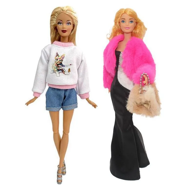 Kawaii Item Moda Boneca Roupas Crianças Brinquedos Dolly Acessórios Inverno  Casaco Usar Chapéu Sapatos Bolsas Para Barbie DIY Menina Jogo Presente