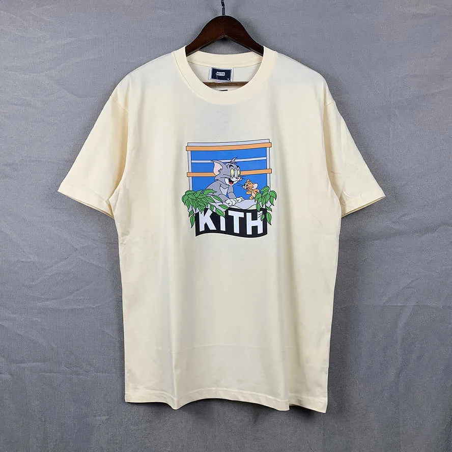 Kith t Shirt Mens Designer Shirts Tee Workout for Men Oversized T-shirt 100% algodão Tshirts Vintage manga curta tamanho americano 4mrs