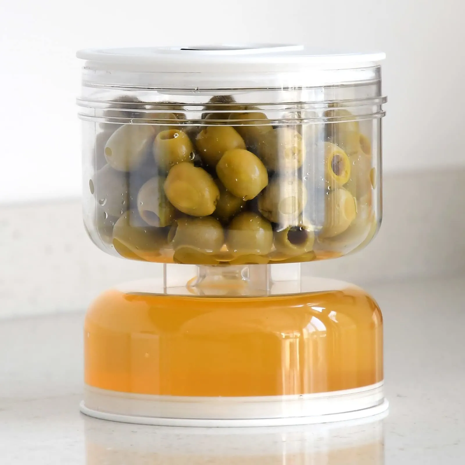Flaskor burkar pickles burk torr och våt dispenser pickle olives timglas gurka behållare för kök mat juice separator verktyg 230627
